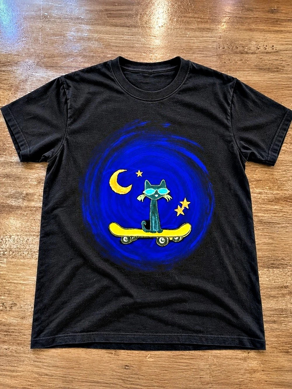 Peter Cat Graphic Short Sleeve Tee in Black